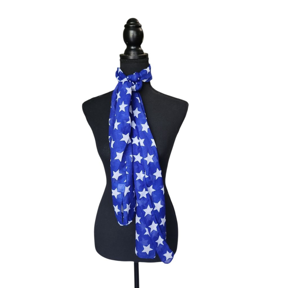 Greenbrier International Blue White Star Print Scarf
